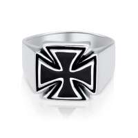 Eisernes Kreuz Ring Fingerring Templerkreuz Bikerring gothic 925 Sterling Silber Motivring  msr54 64 (20,4 mm &Oslash;)