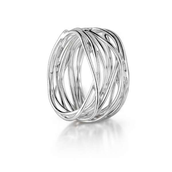 Wickelring Damen 925 Silber – abstrakter Damenring aus Sterling Silber – breiter Fingerring modern handgefertigt