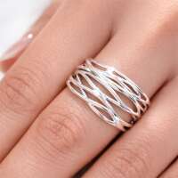 Wickelring Damen 925 Silber – abstrakter Damenring...