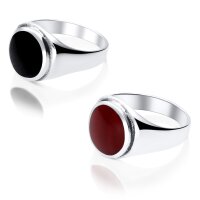 Siegelring Herrenring 925 Silber Ring schwarz Onyx rot...