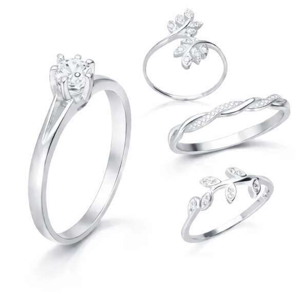Damenring 925 Sterling Silber mit Zirkonia – 4 Designs wählbar, eleganter Silberring